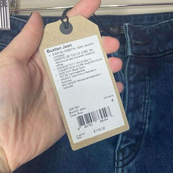 Prana NWT Deep Blue Buxton Stretch Denim Mid-Rise Jeans Size 4/27 - Picture 5 of 7